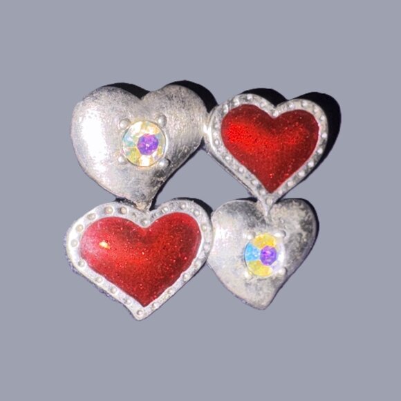 Vintage AJMC Heart Brooch Silver Hardware Highly Collectible EUC - Picture 8 of 11